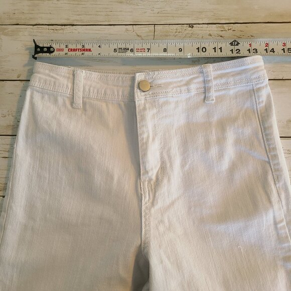 Anthropologie Sadie & Sage White Wide Leg Pants High Rise Raw Hem Cotton Blend M - Picture 5 of 7